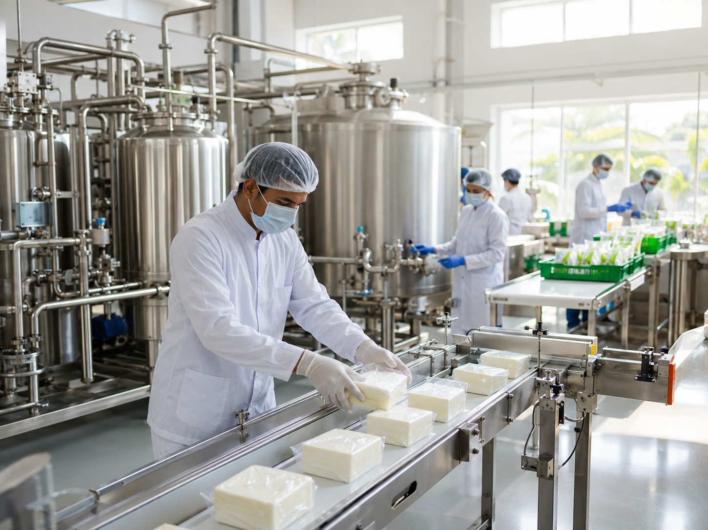 Paneer packaging on our stainless-steel line